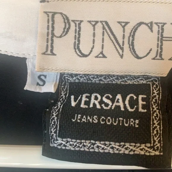 Versace Vintage Black with Polka Dot and Plaid accents Blouse - Picture 4 of 8